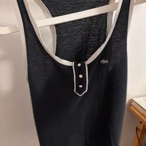 Lacoste Women's Tank Top - Navy and White